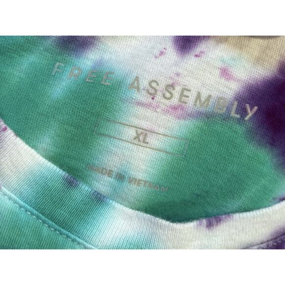 Free Assembly Custom Tie Dye Cropped Purple Blue TShirt Size XL Hippie Retro 60s - Picture 3 of 6